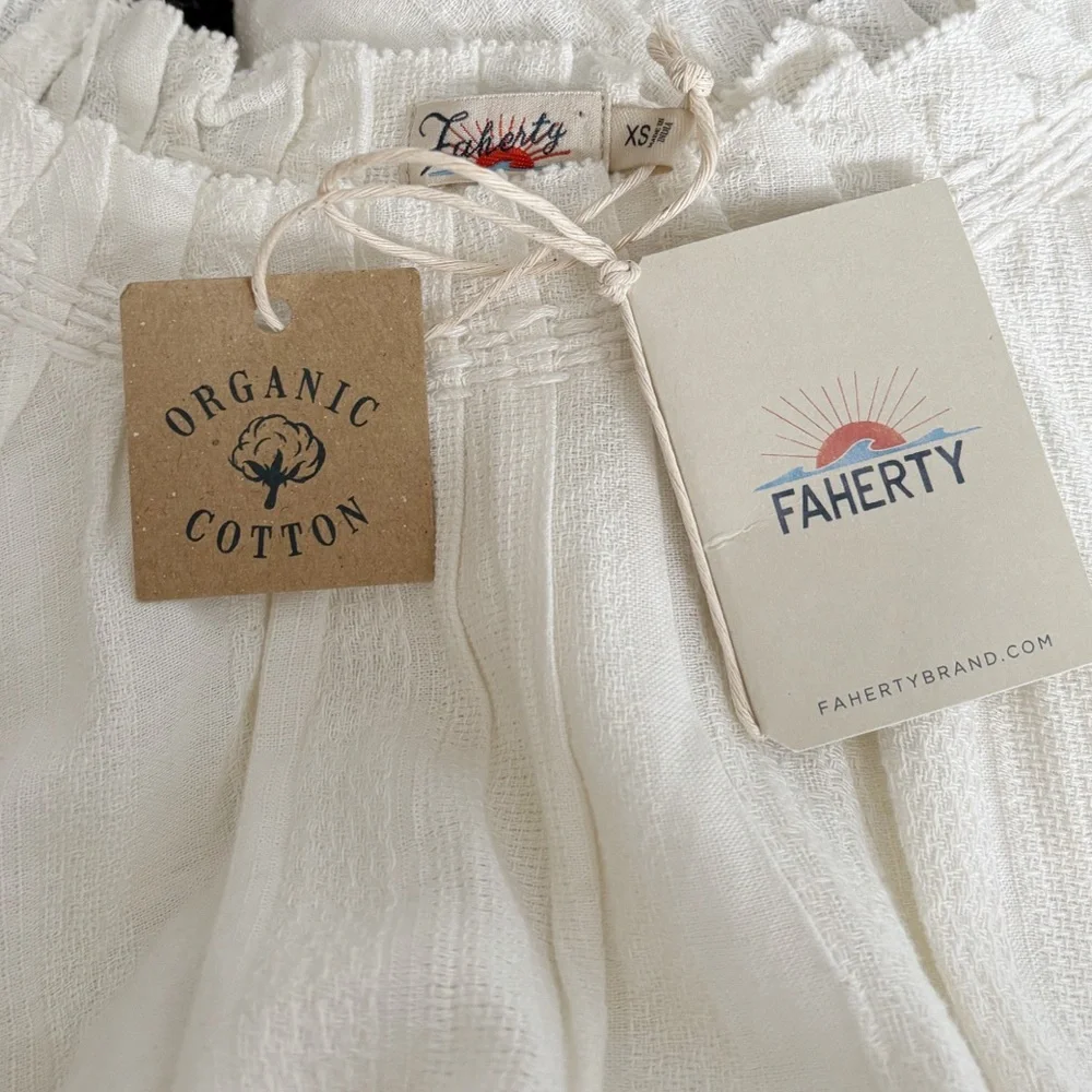 Faherty Annabelle Whisper White Organic Cotton Dress Size XS NWT